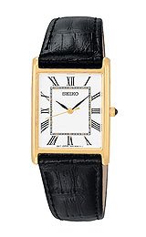 Seiko Men's Dress Black Leather Strap Watch #SNF672