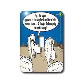 Rich Diesslins Funny Christmas Cartoons - Sheep Discuss Christmas - Light Switch Covers - single toggle switch