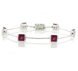 6 Carat Created Ruby & Sterling Silver Bracelet