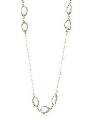 Green Amethyst Bezel Stations with Gold Over Sterling Silver Chain and Clasp Necklace, 36"
