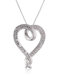 Sterling Silver "You Hold My Heart Forever" Open Heart Diamond Pendant Necklace, 1/10 ct. t.w. 18"
