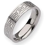 Titanium Celtic Knot 6mm Satin Polished Band Ring - Size 6.5