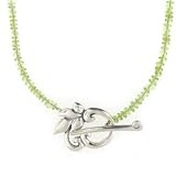Anna Perrone Fancy Clasp Peridot Necklace Finished with .925 Sterling Silver