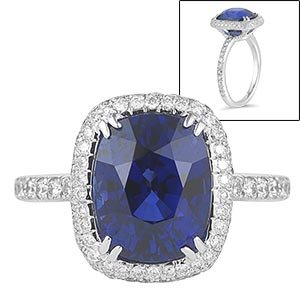 Blue Sapphire & Diamond Ring Platinum Only One 