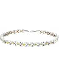 14K White Gold White/Yellow CZ Bracelet