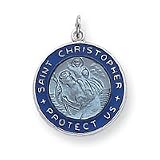 Sterling Silver Enameled St. Christopher Medal