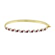 18k Gold Plated Sterling Silver Ruby with Diamond-Accent S Bar Flex Bangle Bracelet