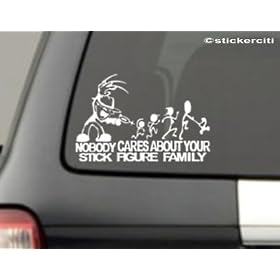 WATERGUN with Bear Claw Glove Decal F*@K Nobody cares about YOUR STICK FIGURE FAMILY Funny Vinyl Sticker