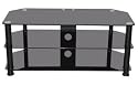 Zyon Glass Stand For Plasma & LCD TV Up To 50-Inch or 65kg -  Black Glass With Black Legs & Cable Management Panel