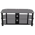 Zyon Glass Stand For Plasma & LCD TV Up To 50-Inch or 65kg - Black Glass With Black Legs & Cable Management Panel