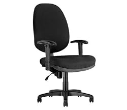 Via Terra, Adjustable Lumbar, Seat Slider, High Back, Large Chair, w/ Arms (Black Fabric)