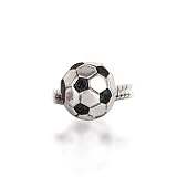 Bling Jewelry Black CZ Soccer Ball 925 Sterling Silver Sports Bead Pandora Compatible
