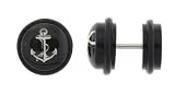 Black Acrylic Fake Plug with Anchor Design - 14G Wire - Sold as a Pair