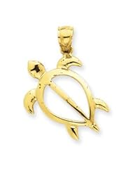 Beautiful 20.25mm 14k Yellow Gold Open Sea Turtle Pendant