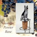 German Shepherd Dog Wine Bottle Stopper - Silver & Black