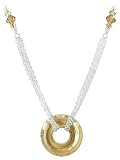 Sterling Silver 25mm Multifaceted Donut Golden Shadow Crystal Necklace Made with Swarovski Elements