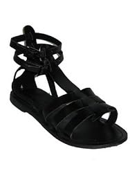GLAM SOULS Gladiator Flat Sandal in Black