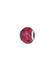 Sterling Silver Fuchsia Python Glitter Overlay Glass Murano Charm