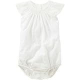 OSHKOSH(オシュコシュ) スモックドスイスドットボディスーツ アイボリー ロンパース半袖 9ヶ月【並行輸入】