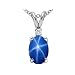 1.73 cttw 14k White Gold Lab Created Star Sapphire and Genuine Diamond Pendant in 14k White Gold