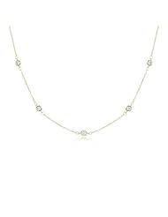 Gold Plated 925 Sterling Silver Cubic Zirconia Disc-Embedded Rope Necklace-16 G