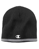 Champion Brand Knit Beanie Hat with C Logo - Black