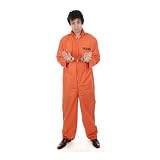 XXL ORANGE PRISONER CONVICT INCLUDING HANCUFFS FANCY DRESS COSTUME JUMPSUIT UP TO 52 INCH CHEST