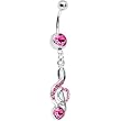 Pink Gem Music Note Belly Ring