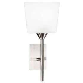 Eglo 82004A Cello 1 Light Wall Light Fixture, Nickel/Frosted Opal