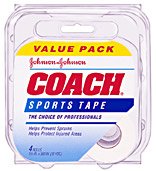 Johnson & Johnson Coach Sports Tape,  4 - 1.5-Inch x 10-Yard Rolls