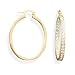 14 Karat Gold Plated Oval In and Out Crystal Hoop Earrings