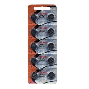 Strip of 10 Fresh Maxell LR1130 (189) 1.5v Alkaline Batteries