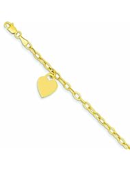 14K Gold Heart Charm Bracelet 7.5 Inches