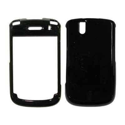 Black Snap-On Cover Hard Case Cell Phone Protector (No Belt Clip Hole) for Blackberry Tour 9630 [Accessory Export Packaging]
