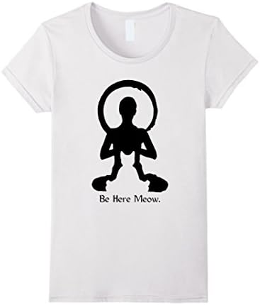 Women's Cat and Meditation T Shirt 2016 Large White