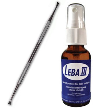 dental for dogs:Leba III Dental Spray for Dog Pet Cat + Double End Dog Dental Tooth Scaler , Tartar Remover