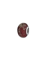 Sterling Silver Dark Red w/Platinum Foil Ceramic Charm