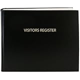 BookFactory&reg; Visitor Log Book / Visitor Register / Visitor Sign-In Book - 120 Pages, 8 7/8" x 7" - Black Cover, Smyth Sewn Hardbound (LOG-120-Visitor-A-LKT34)