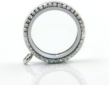 30mm silver alloy magnet floating glass locket pendant with crystal wholesale