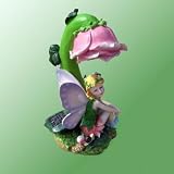 Solar Fairy Light Statue with Wings & Pink Rose White LED