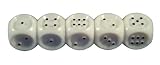 Set of 5 White Tactile Braille Dices - 20mm