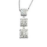 10K White or Yellow Gold Diamond Three-Stone Pendant