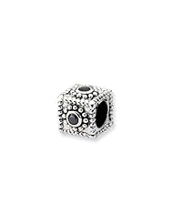Sterling Silver Square CZ Charm for 3mm Charm Bracelets