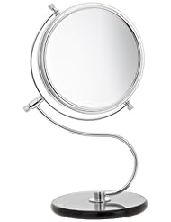 Jerdon JP826SBC 6-Inch Tabletop Two-Sided Swivel Vanity Mirror with 8x Magnification and Black Glass Base, 11-Inch Height, Chrome Finish