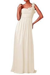 Floral Print Beaded One Shoulder Chiffon Evening Dress/Bridesmaid Dress/Prom Dress/Party Dress/Wedding Dress 