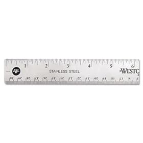 Westcott 10415 - Stainless Steel Ruler w/Cork Back and Hanging Hole, 12, Silver-ACM10415