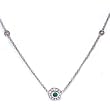 14k White Gold Mini Emerald & Diamond Station Pendant Necklace Ct.tw 0.30