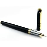 Extra Fine Black Fountain Pen Golden Carved Ring & Tip with Push in Style Ink Converter ~ KAIDUOLI