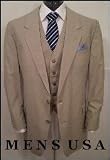 High Quality 2 Button Solid Tan Vested Suits 100% Wool Mens Suits On Sale $229