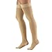Truform 20-30 mmHg Compression Stockings for Men and Women, Thigh High Length, Dot Top, Closed Toe, Beige, X-Large